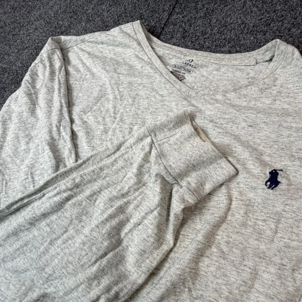 Polo Ralph Lauren Mens‎ Size XL  V-Neck Long Sleeve T-Shirt Gray Classic Fit